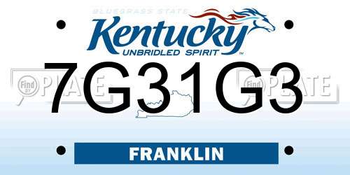 7G31G3 Kentucky License Plate