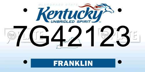 7G42123 Kentucky License Plate