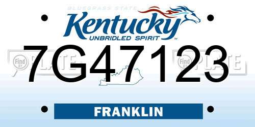 7G47123 Kentucky License Plate