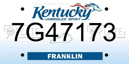 7G47173 Kentucky License Plate