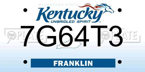 7G64T3 Kentucky License Plate