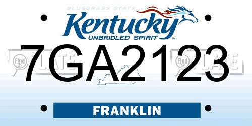 7GA2123 Kentucky License Plate