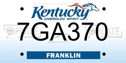 7GA370 Kentucky License Plate