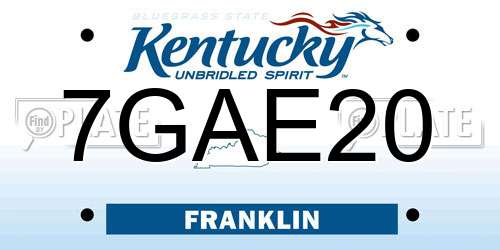 7GAE20 Kentucky License Plate