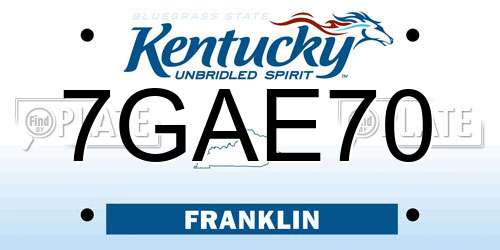 7GAE70 Kentucky License Plate
