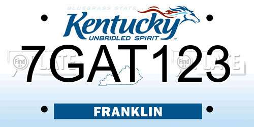 7GAT123 Kentucky License Plate