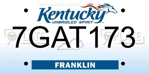 7GAT173 Kentucky License Plate