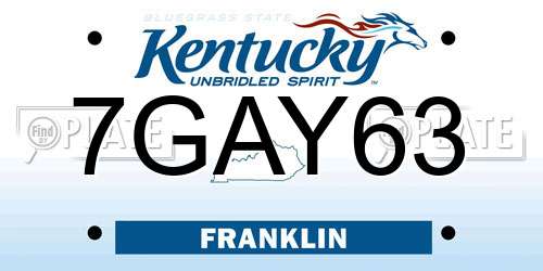 7GAY63 Kentucky License Plate
