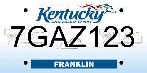 7GAZ123 Kentucky License Plate