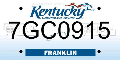 7GC0915 Kentucky License Plate