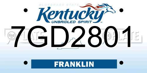 7GD2801 Kentucky License Plate