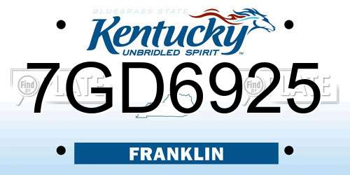 7GD6925 Kentucky License Plate