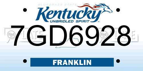 7GD6928 Kentucky License Plate