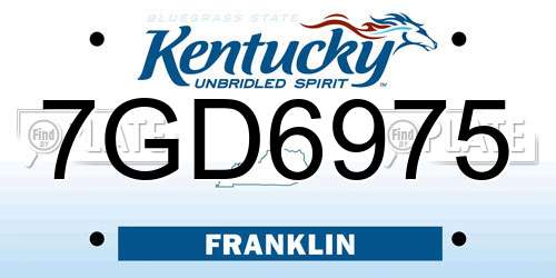 7GD6975 Kentucky License Plate