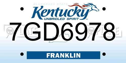 7GD6978 Kentucky License Plate
