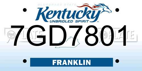 7GD7801 Kentucky License Plate