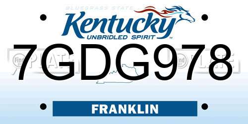 7GDG978 Kentucky License Plate