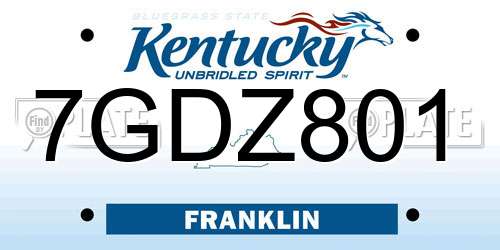 7GDZ801 Kentucky License Plate