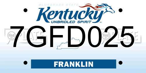 7GFD025 Kentucky License Plate