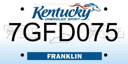 7GFD075 Kentucky License Plate