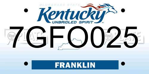 7GFO025 Kentucky License Plate