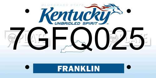 7GFQ025 Kentucky License Plate