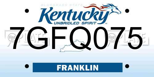 7GFQ075 Kentucky License Plate