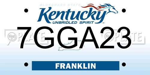 7GGA23 Kentucky License Plate