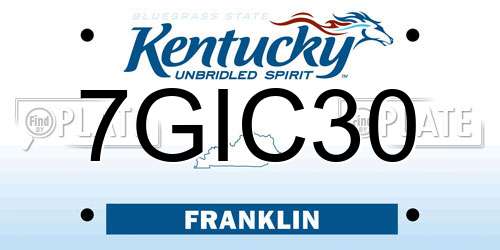 7GIC30 Kentucky License Plate