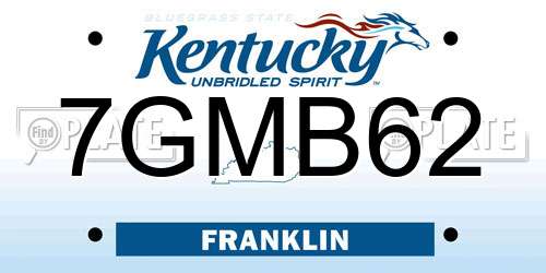 7GMB62 Kentucky License Plate