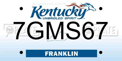 7GMS67 Kentucky License Plate