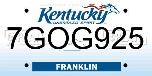 7GOG925 Kentucky License Plate