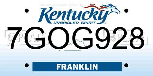 7GOG928 Kentucky License Plate
