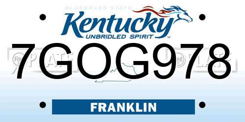 7GOG978 Kentucky License Plate