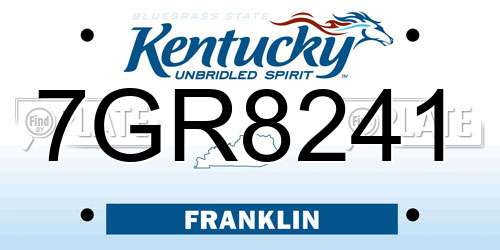 7GR8241 Kentucky License Plate