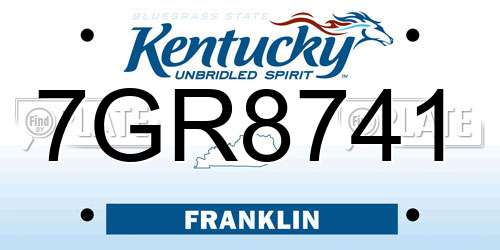 7GR8741 Kentucky License Plate