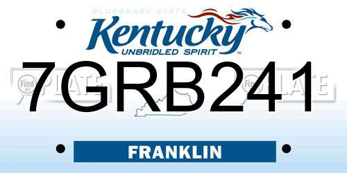 7GRB241 Kentucky License Plate