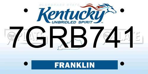 7GRB741 Kentucky License Plate