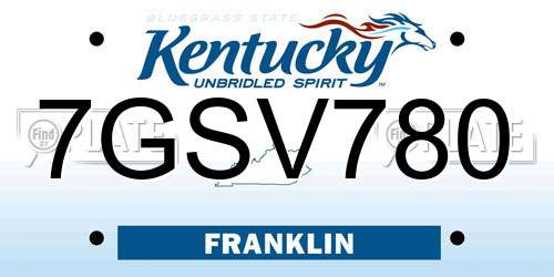 7GSV780 Kentucky License Plate