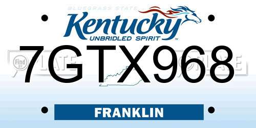 7GTX968 Kentucky License Plate