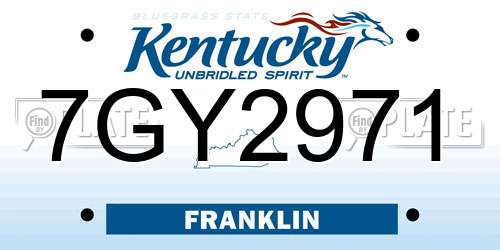 7GY2971 Kentucky License Plate
