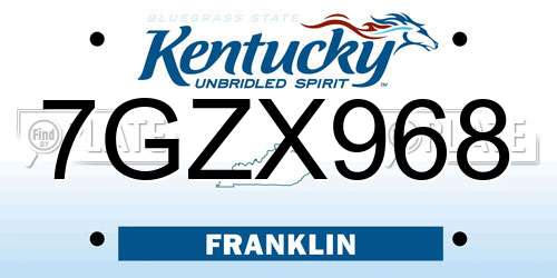 7GZX968 Kentucky License Plate