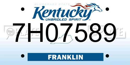 7H07589 Kentucky License Plate
