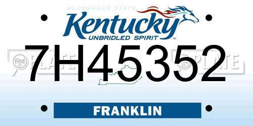 7H45352 Kentucky License Plate