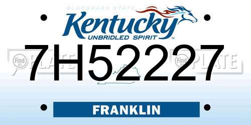 7H52227 Kentucky License Plate