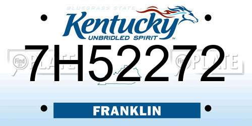 7H52272 Kentucky License Plate