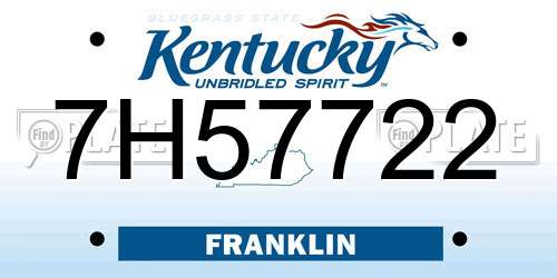 7H57722 Kentucky License Plate