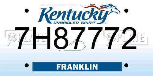 7H87772 Kentucky License Plate