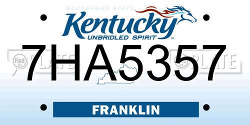 7HA5357 Kentucky License Plate