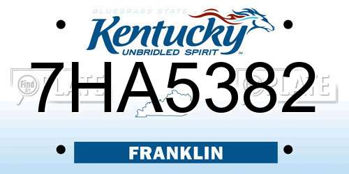 7HA5382 Kentucky License Plate
